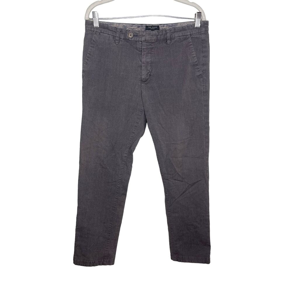 Ted Baker Men's Pants 34R/29 Gray Cotton Blend